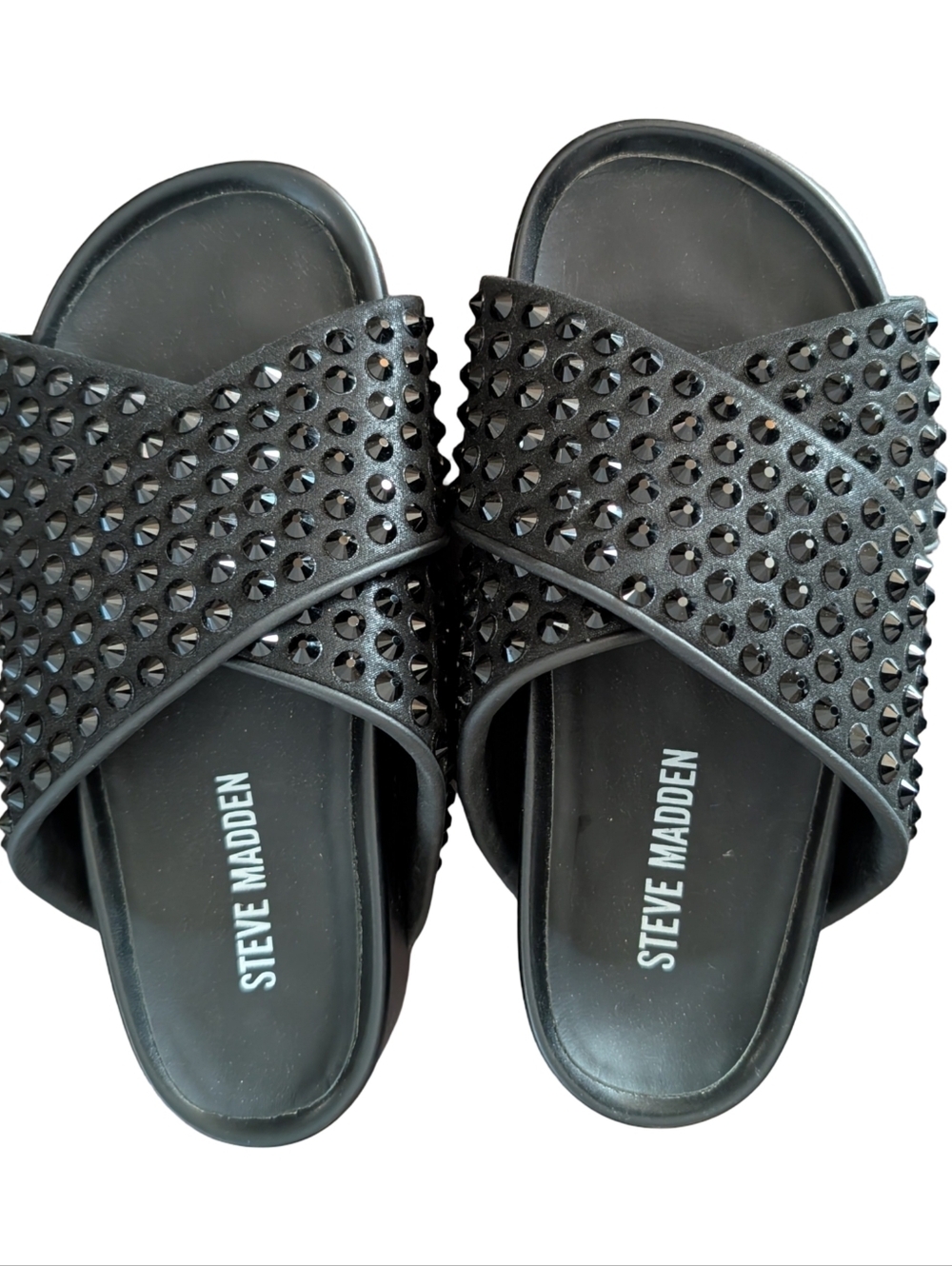 Steve Madden Avendra Black Studded Flatform Slide Size 8